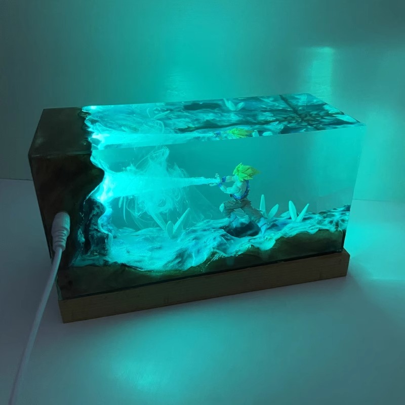 [With LED] Desktop Cube PVC Figure Songoku Kamehameha Ver.  - Dragonball Z By Nikolatoy