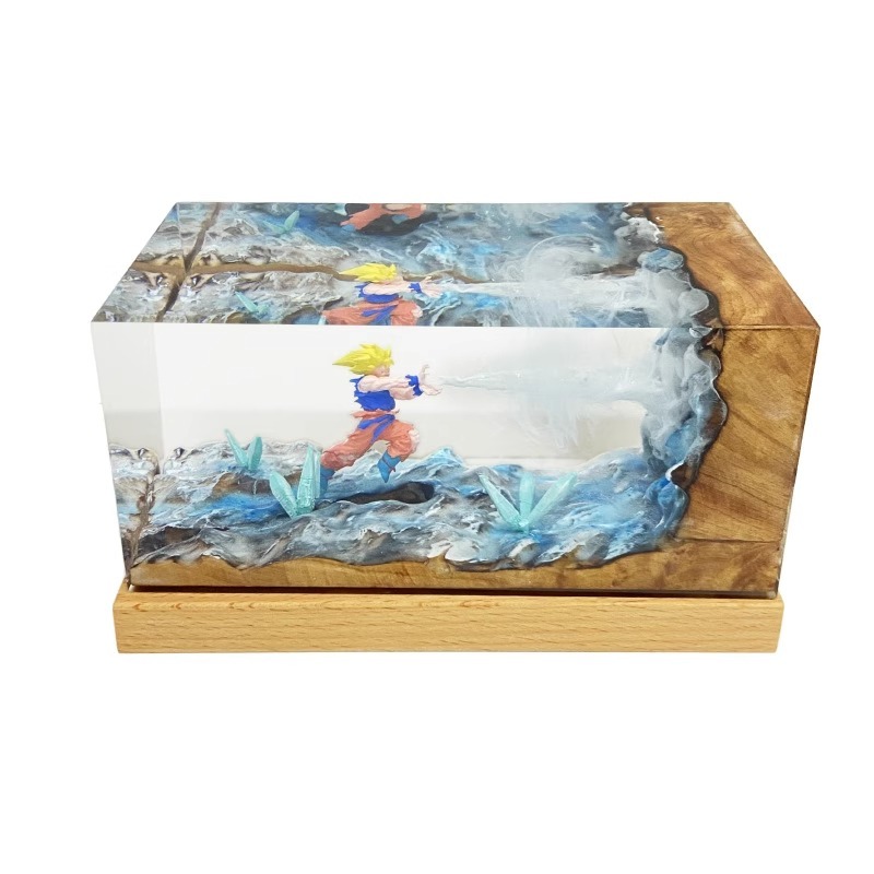 [With LED] Desktop Cube PVC Figure Songoku Kamehameha Ver.  - Dragonball Z By Nikolatoy
