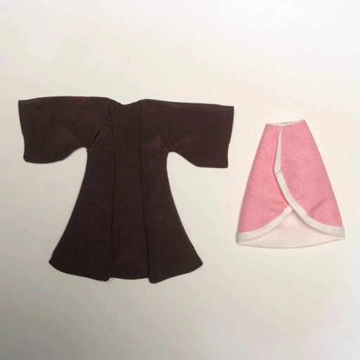 Image of SHF S.H.Figuarts Nezuko Kamado custom made brown cape & pink kimono outfit clothes only - Kimetsu No Yaiba / Demon Slayer By Otaku Kingdom