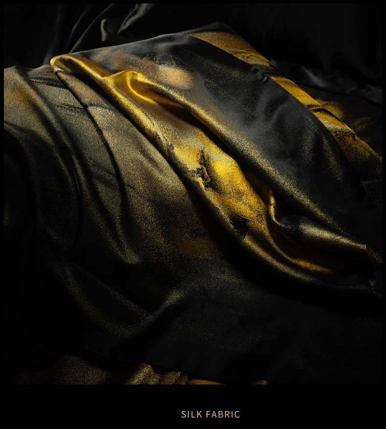 High End Quality Sprei & Bedcover Sutra Satin Silk, Heavyweight Silk Four-Piece Set, 100% Mulberry Silk Bed Sheets and Duvet Covers, High-End Silk Bedding Grade 6A 38 Momme By Xin lian
