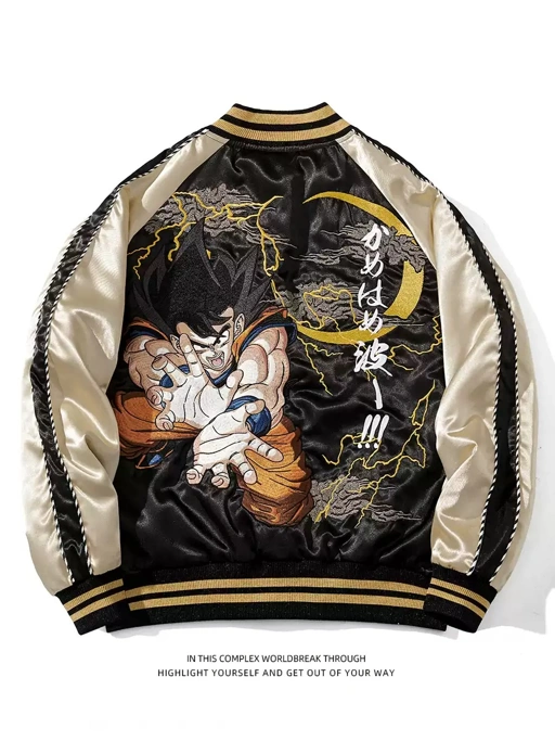 Image of Unisex Jacket Sukajan Songoku Kamehameha Ver. - Dragon Ball Z Bomber Jacket Satin Full Bordir