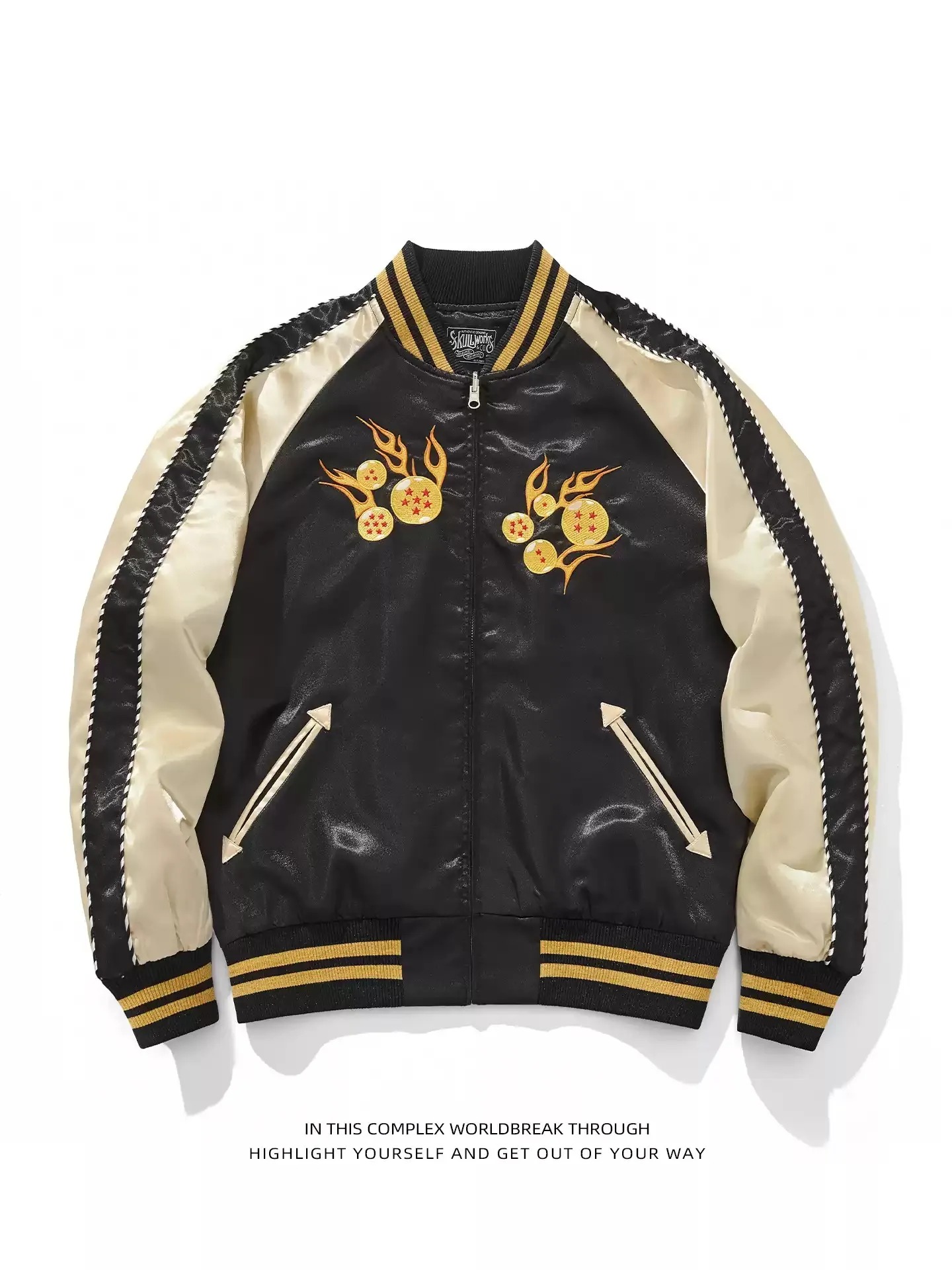 Unisex Jacket Sukajan Songoku Goodbye Ver. - Dragon Ball Z Bomber Jacket Satin Full Bordir