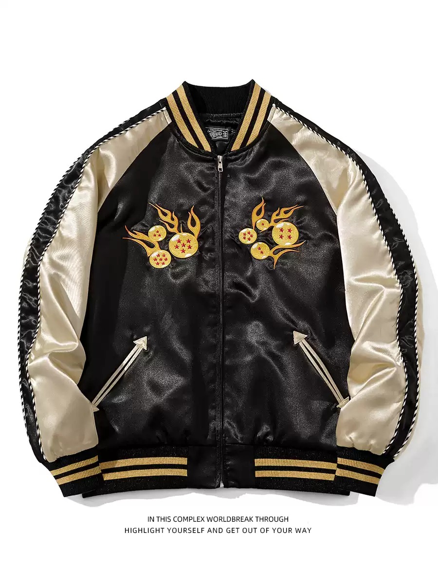 Unisex Jacket Sukajan Songoku Kamehameha Ver. - Dragon Ball Z Bomber Jacket Satin Full Bordir