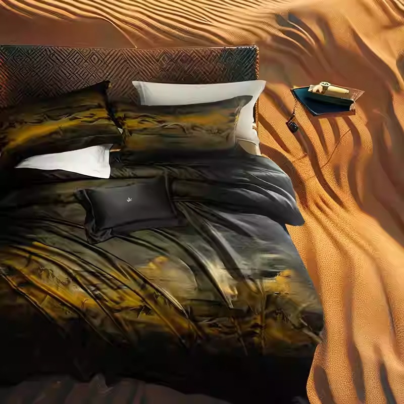 High End Quality Sprei & Bedcover Sutra Satin Silk, Heavyweight Silk Four-Piece Set, 100% Mulberry Silk Bed Sheets and Duvet Covers, High-End Silk Bedding Grade 6A 38 Momme By Xin lian