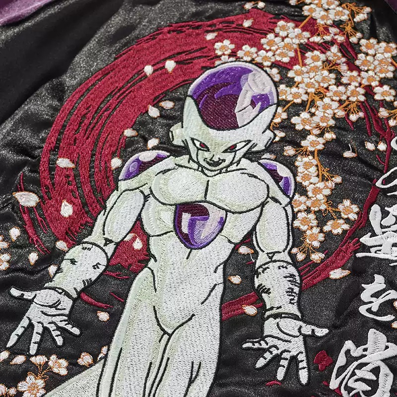 Unisex Jacket Sukajan Frieza - Dragon Ball Z Bomber Jacket Satin Full Bordir Sakura