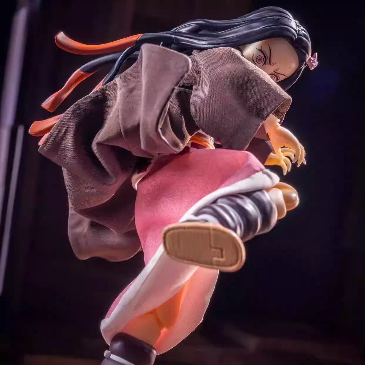 SHF S.H.Figuarts Nezuko Kamado custom made brown cape & pink kimono outfit clothes only - Kimetsu No Yaiba / Demon Slayer By Otaku Kingdom