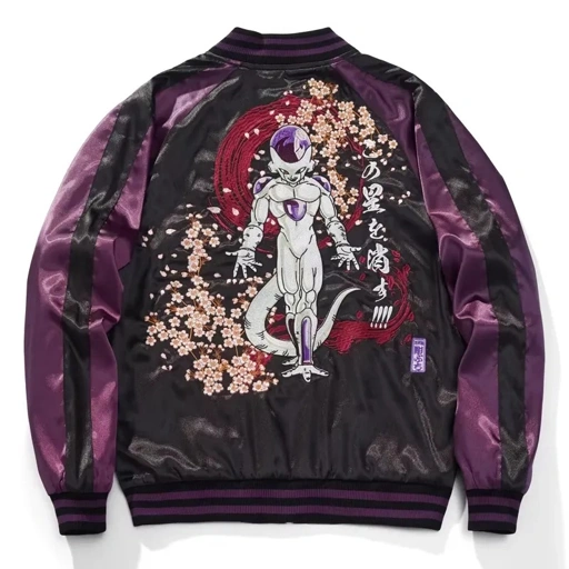 Image of Unisex Jacket Sukajan Frieza - Dragon Ball Z Bomber Jacket Satin Full Bordir Sakura