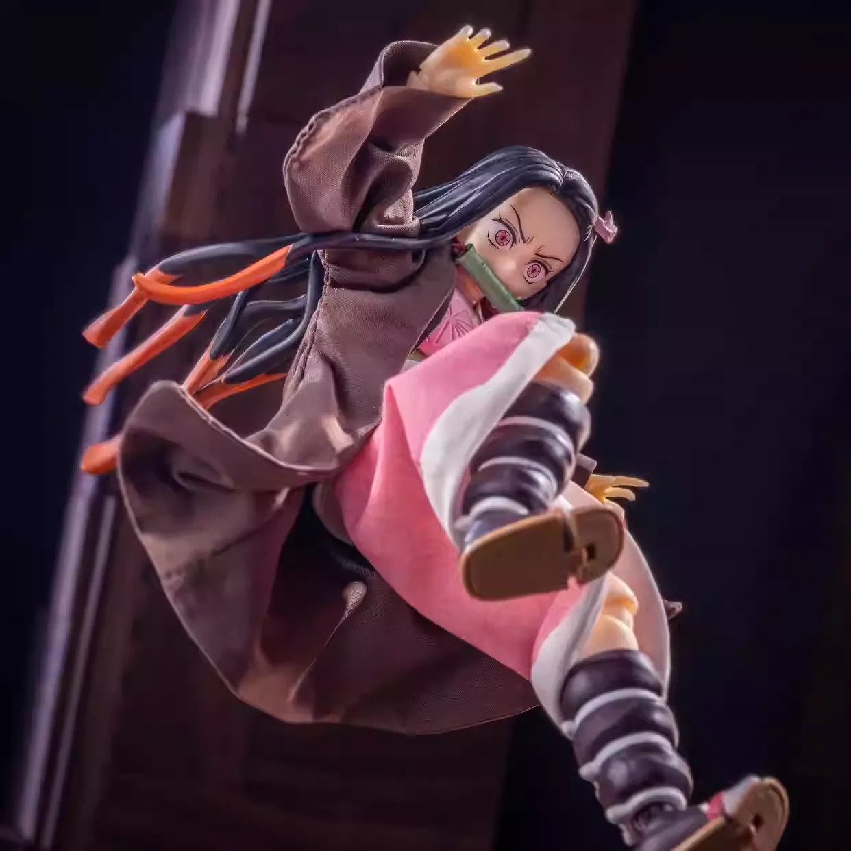 SHF S.H.Figuarts Nezuko Kamado custom made brown cape & pink kimono outfit clothes only - Kimetsu No Yaiba / Demon Slayer By Otaku Kingdom