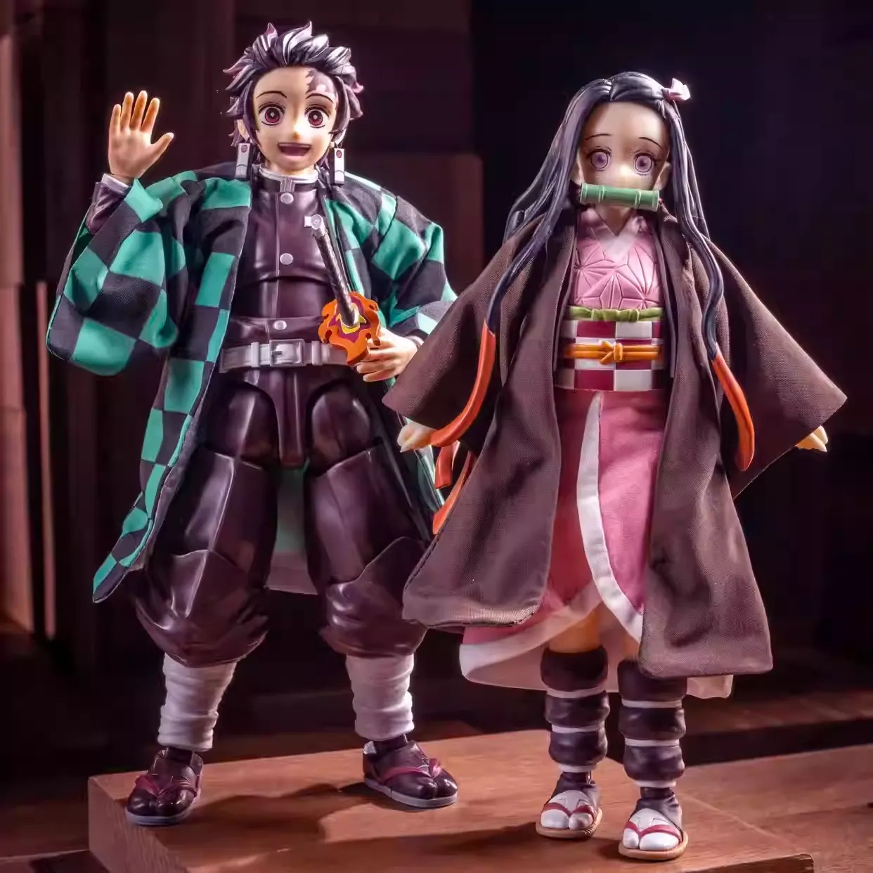 SHF S.H.Figuarts Nezuko Kamado custom made brown cape & pink kimono outfit clothes only - Kimetsu No Yaiba / Demon Slayer By Otaku Kingdom