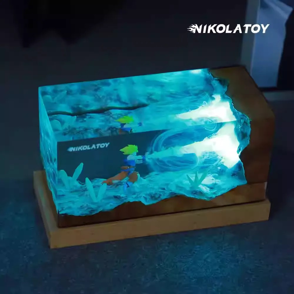 [With LED] Desktop Cube PVC Figure Songoku Kamehameha Ver.  - Dragonball Z By Nikolatoy