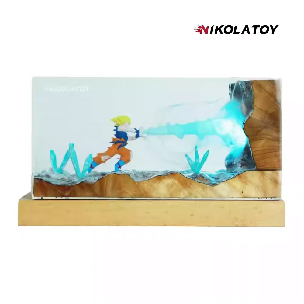 [With LED] Desktop Cube PVC Figure Songoku Kamehameha Ver.  - Dragonball Z By Nikolatoy