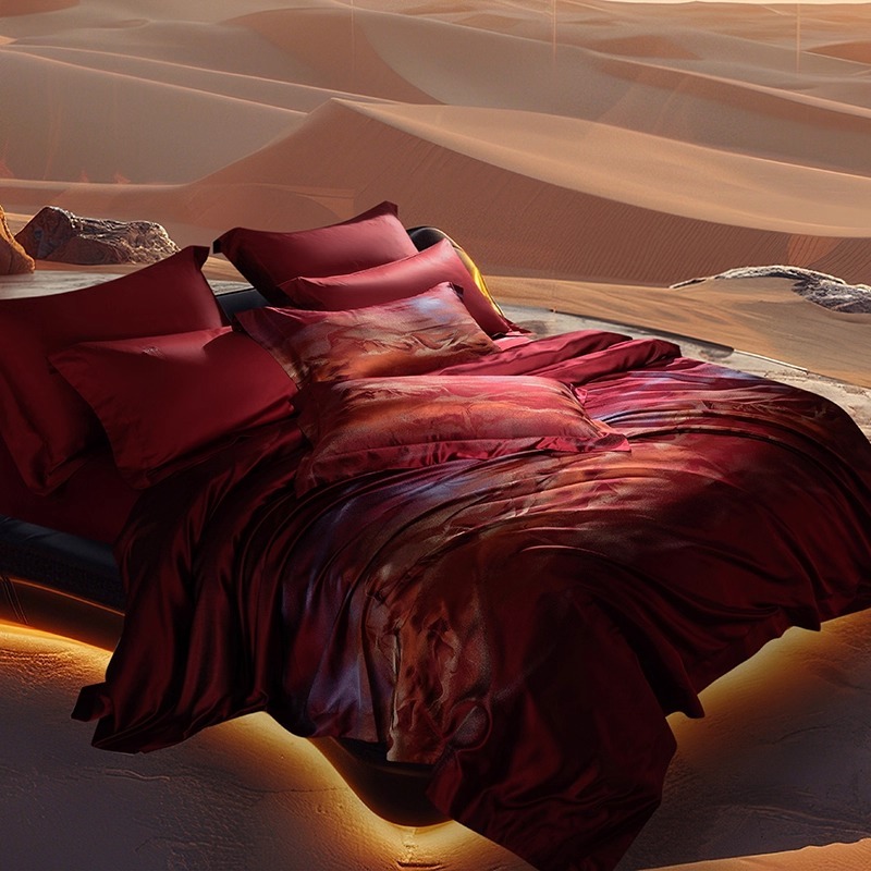 High End Quality Sprei & Bedcover Sutra Satin Silk, Heavyweight Silk Four-Piece Set, 100% Mulberry Silk Bed Sheets and Duvet Covers, High-End Silk Bedding Grade 6A 38 Momme By Xin lian