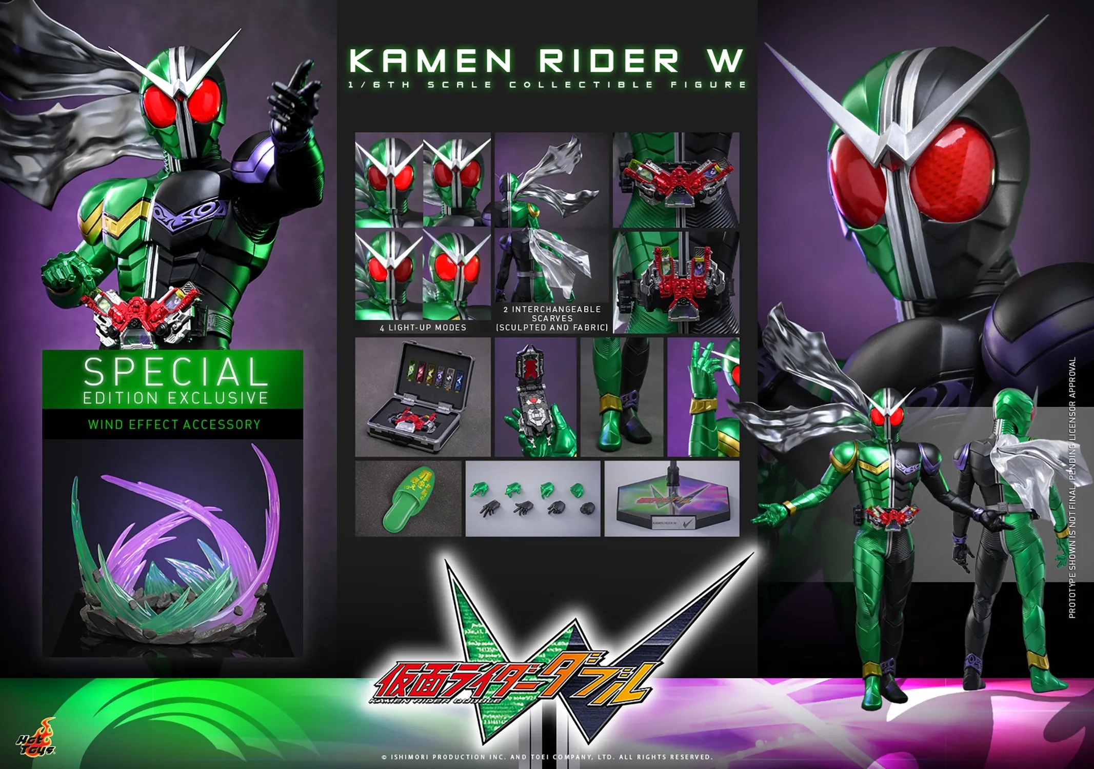 Action Figure 1/6 Kamen Rider W Cyclone Joker By Hot Toys