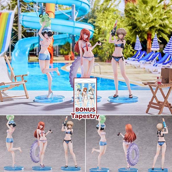 [With Bonus] [Set of 3] Scaled Figure 1/7 Makise Kurisu, Shiina Mayuri & Amane Suzuha - Swimsuit Ver. Steins;Gate By Solarain