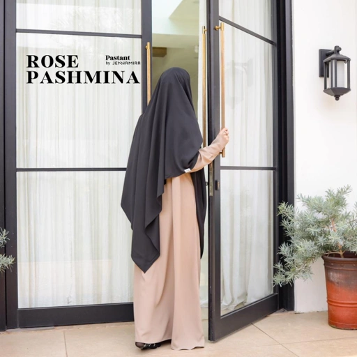 Image of Rose Pashmina Instant Syar'i Fitur Resleting Bahan Air Tech