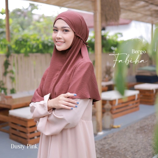 Image of TRZ - Bergo Crinckle Fabiha Dusty Pink - Bergo Daily