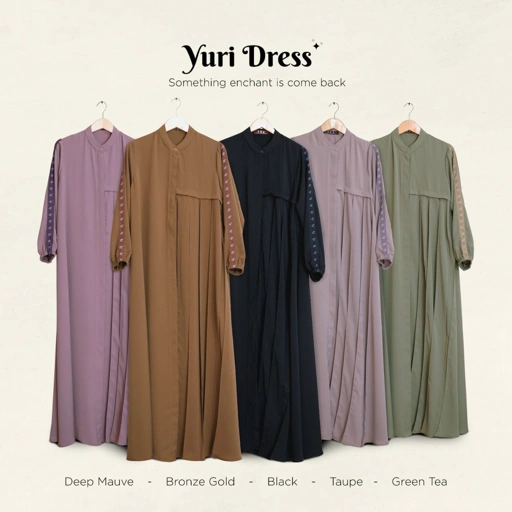 Image of Yuri Gamis by TRZ HER/Gamis Branded TRZ/Gamis Syari fashion Muslim/Gamis Polos/Baju Muslim Wanita
