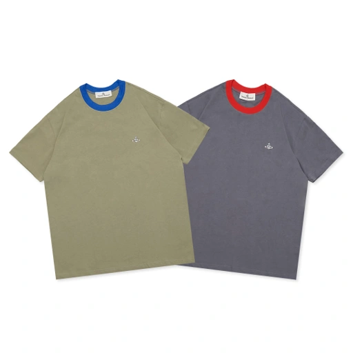 Image of VWW Color-Block Collar Orb Embroidery T-Shirt