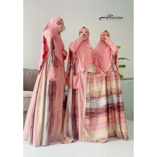 Gamis Set Rayon Viscose Payung Bergo/ Gamis Rayon Set Bergo/ Homey Dress Syar'i/ Homedress Printing TRZ