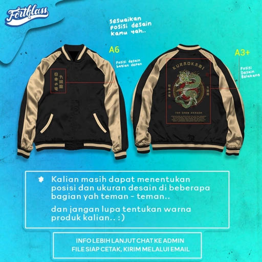 Image of Fortklass Custom Satuan Sablon DTF Jaket Sukajan Custom Jaket Desain Request