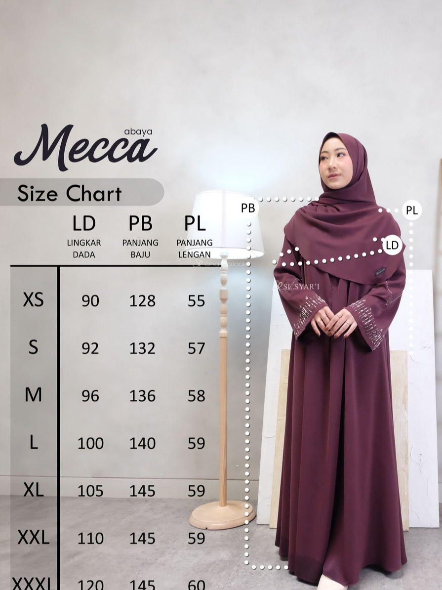 SL SYAR'I - Mecca Abaya Baju Lebaran Dress Gamis Payet Mewah Anti UV (SET / Abaya Only)