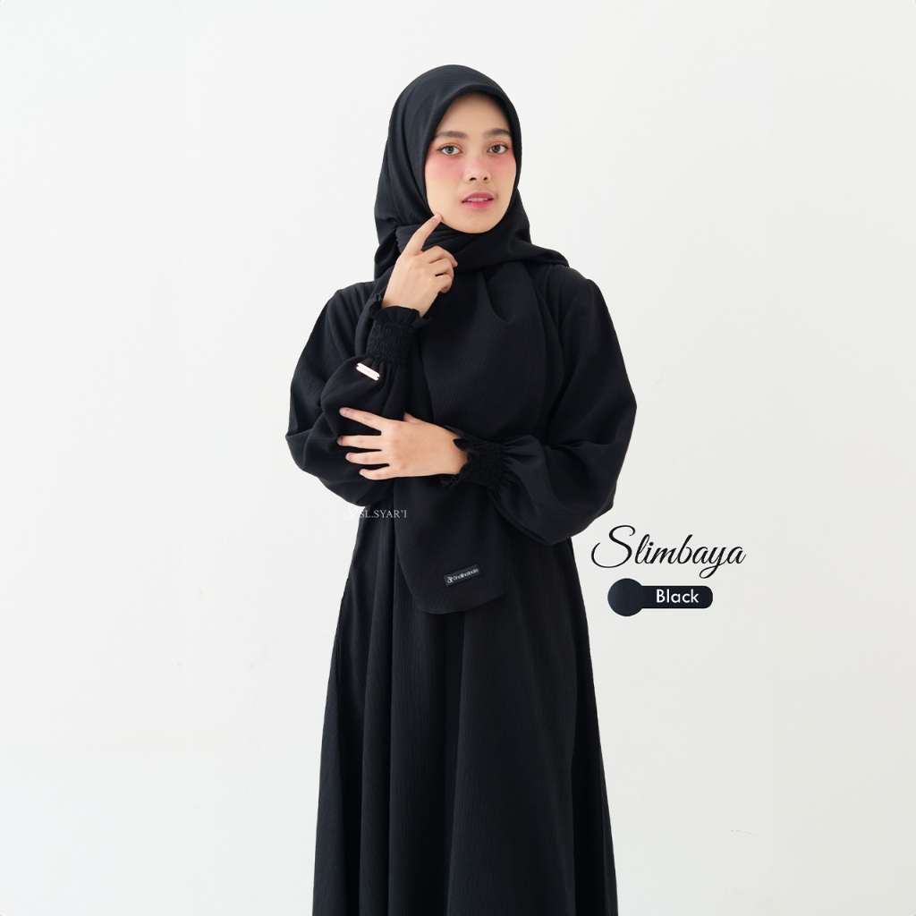 SL SYAR'I - Slimbaya gamis Daily umroh Crincle Cordelia Premium (KHIMAR ONLY)