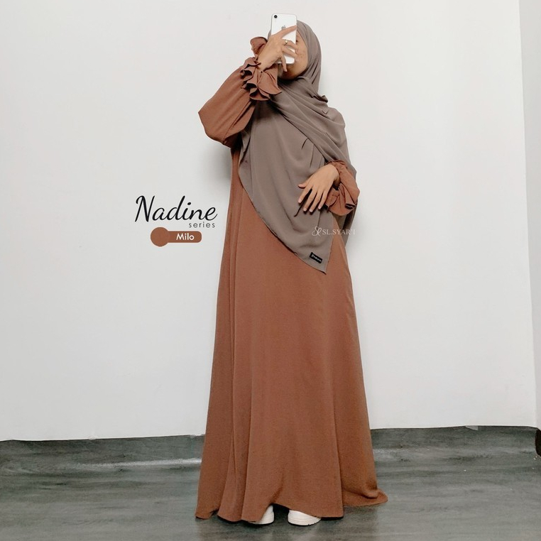 SL SYAR'I - Nadine Series Gamis polos Bertekstur Crinkle