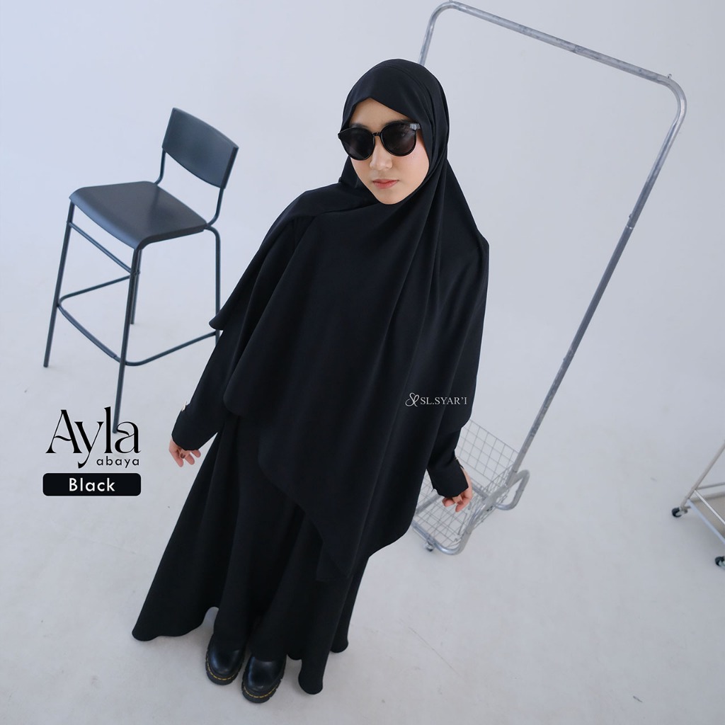 SL SYAR'I - Ayla Abaya Basic Lengan Pita (Abaya Only)