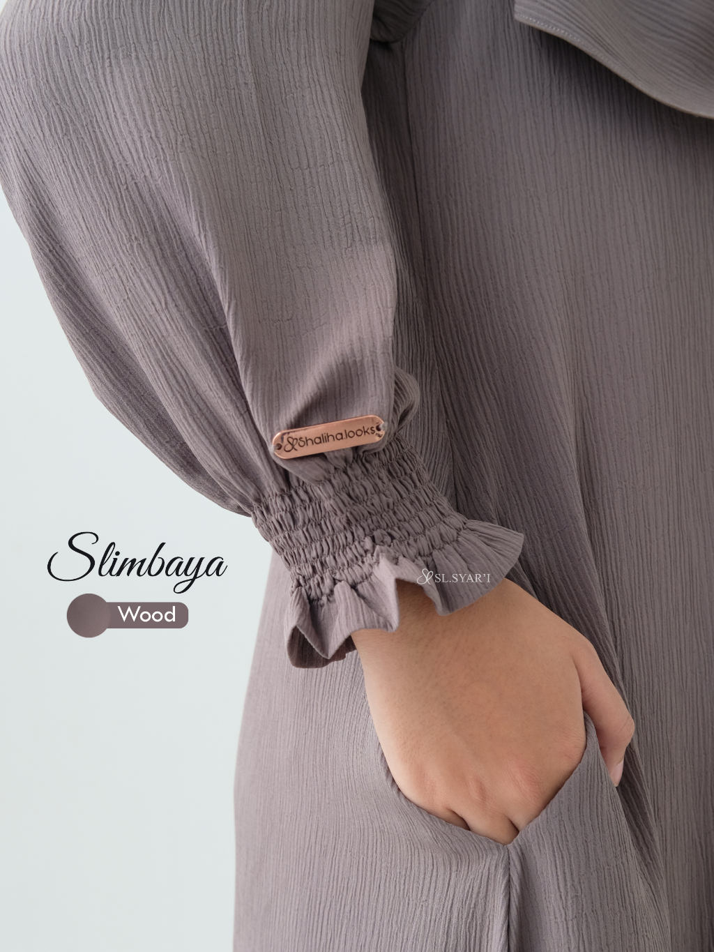 SL SYAR'I - Slimbaya gamis Daily umroh Crincle Cordelia Premium (SET / ABAYA ONLY)