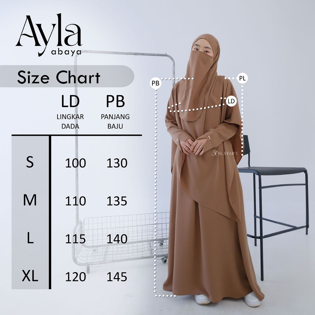 SL SYAR'I - Ayla Abaya Basic Lengan Pita (Abaya Only)