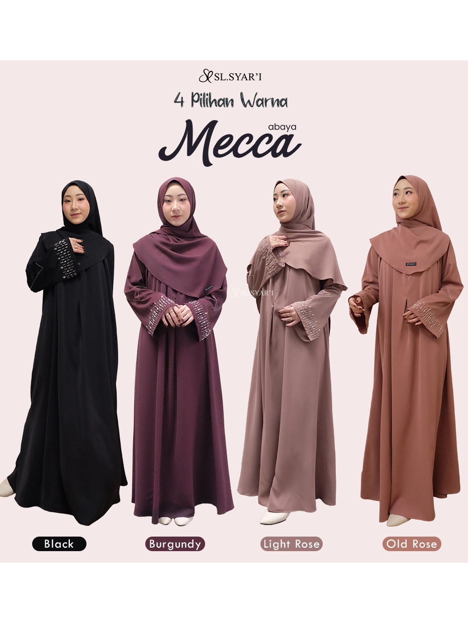 SL SYAR'I - Mecca Abaya Baju Lebaran Dress Gamis Payet Mewah Anti UV (SET / Abaya Only)