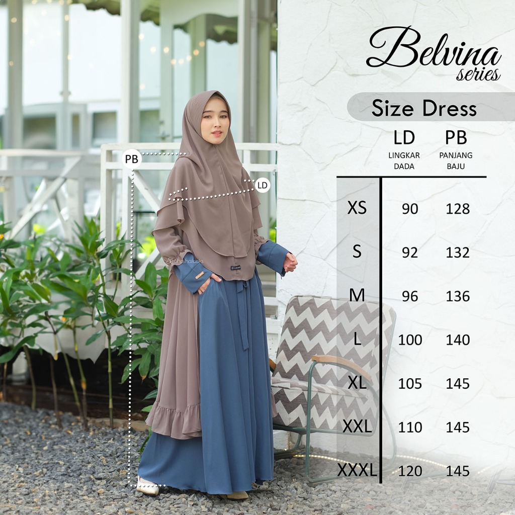 SL.SYAR'I - Belvina Dress | Gamis simple Basic dan Polos Free Outer  (Dress Only)