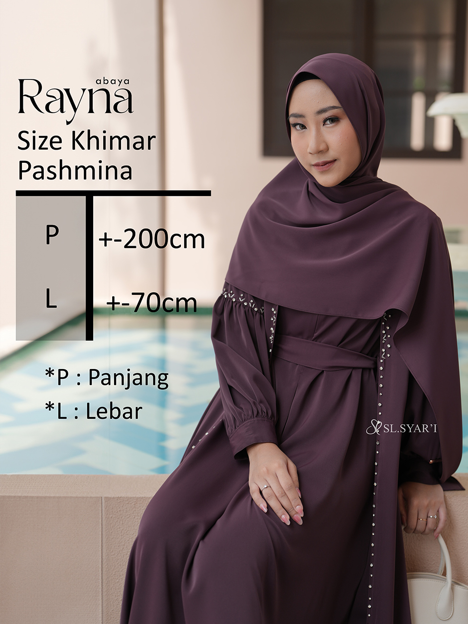 SL SYAR'I - Rayna Abaya Dress Gamis 2 in 1 Outer Payet (SET / Abaya Only)