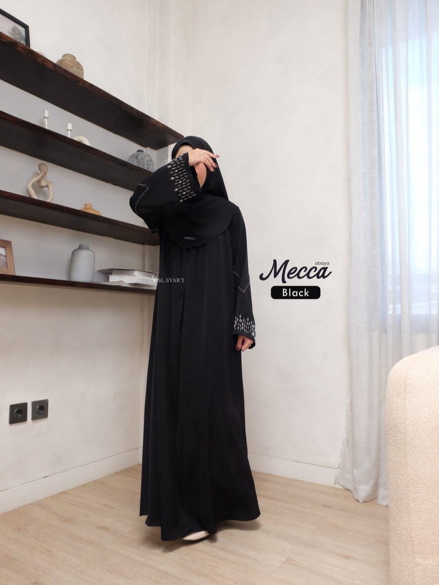 SL SYAR'I - Mecca Abaya Baju Lebaran Dress Gamis Payet Mewah Anti UV (SET / Abaya Only)