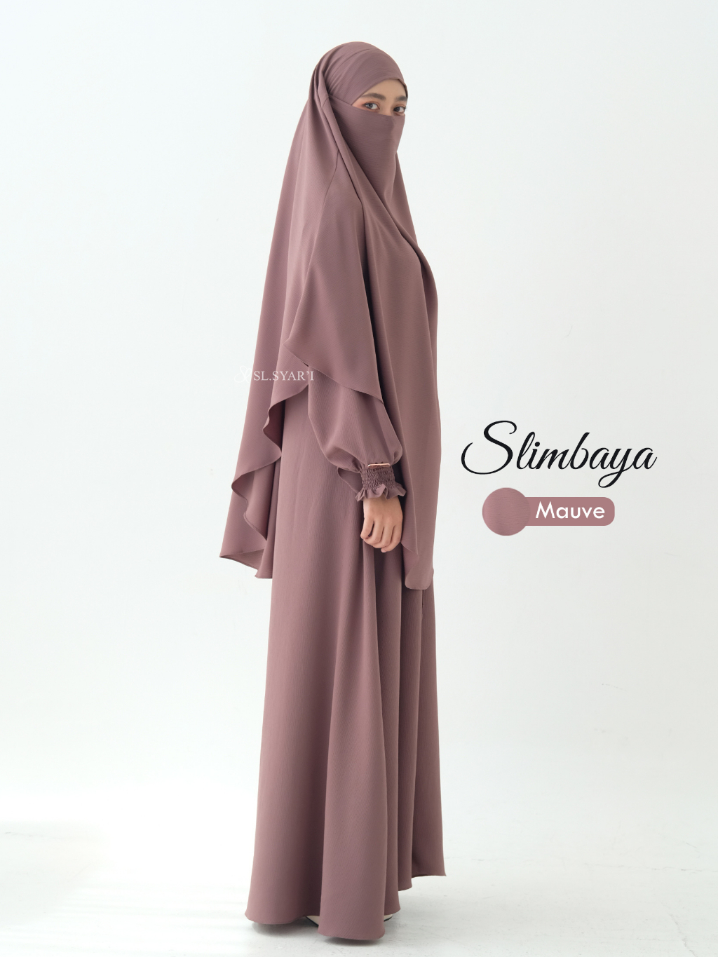 SL SYAR'I - Slimbaya gamis Daily umroh Crincle Cordelia Premium (SET / ABAYA ONLY)