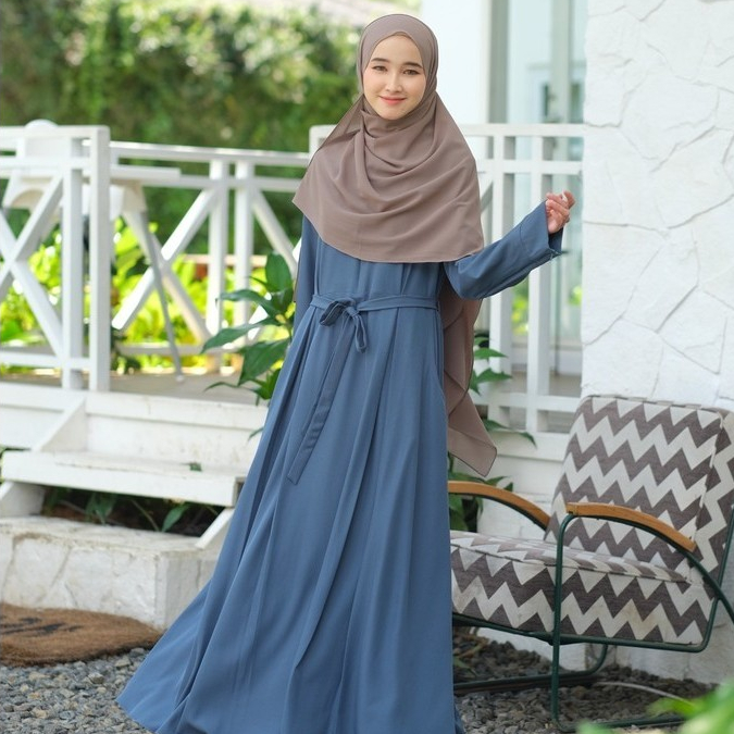 SL.SYAR'I - Belvina Dress | Gamis simple Basic dan Polos Free Outer  (Dress Only)