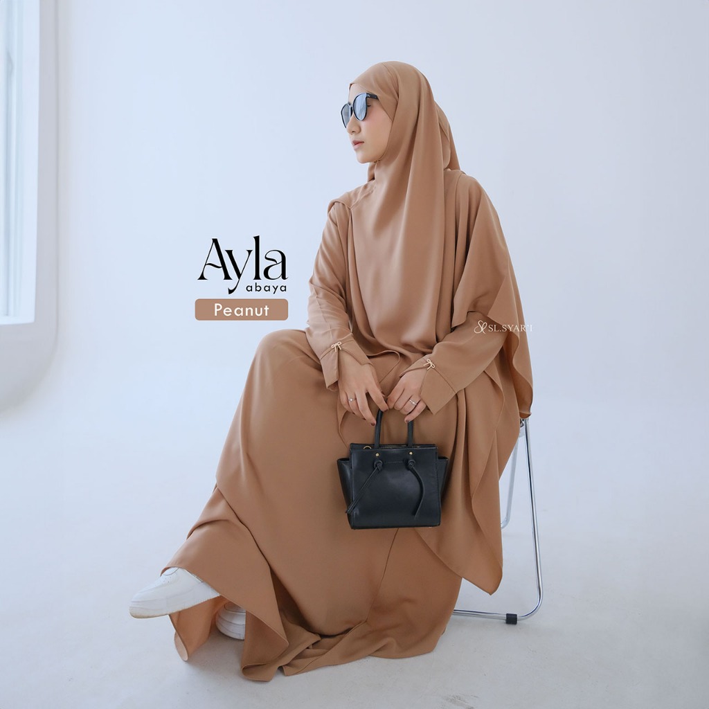 SL SYAR'I - Ayla Abaya Basic Lengan Pita (Abaya Only)