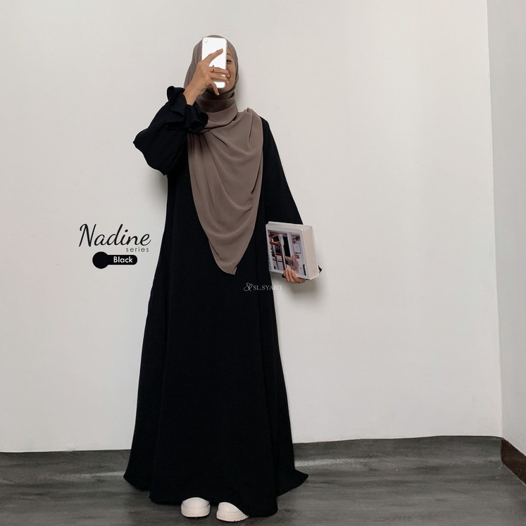 SL SYAR'I - Nadine Series Gamis polos Bertekstur Crinkle