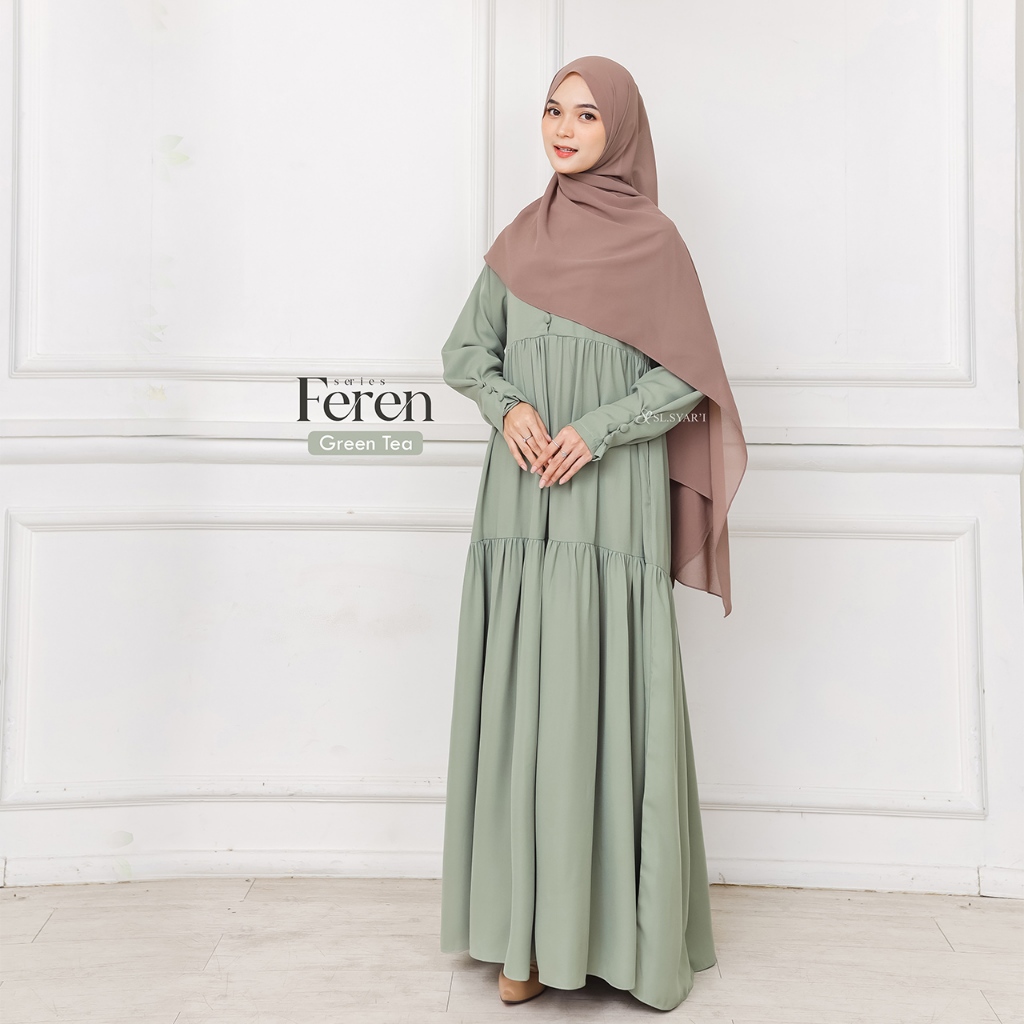 SL SYAR'I - Feren Series Gamis Abaya lengan Kancing Casual (Dress Only)