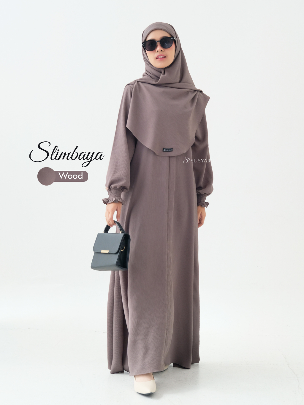 SL SYAR'I - Slimbaya gamis Daily umroh Crincle Cordelia Premium (SET / ABAYA ONLY)
