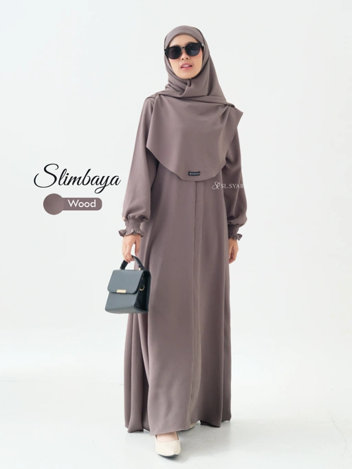SL SYAR'I - Slimbaya gamis Daily umroh Crincle Cordelia Premium (SET / ABAYA ONLY)