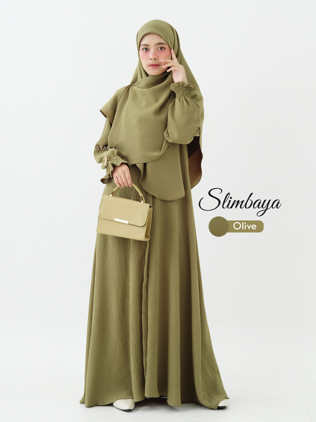 SL SYAR'I - Slimbaya gamis Daily umroh Crincle Cordelia Premium (SET / ABAYA ONLY)