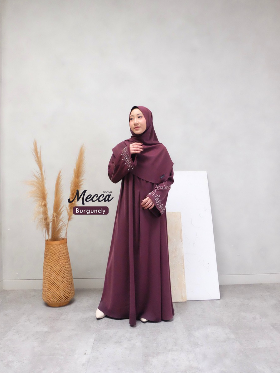 SL SYAR'I - Mecca Abaya Baju Lebaran Dress Gamis Payet Mewah Anti UV (SET / Abaya Only)