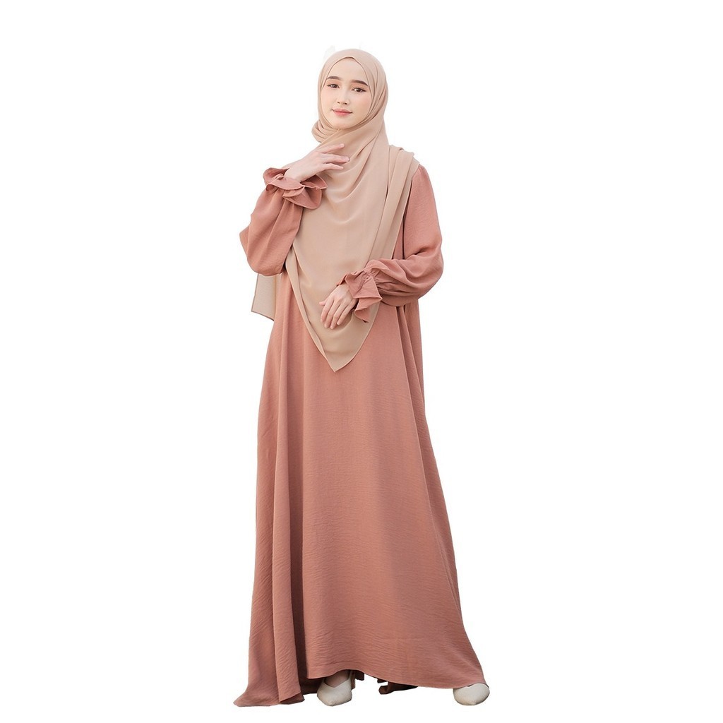 SL SYAR'I - Nadine Series Gamis polos Bertekstur Crinkle