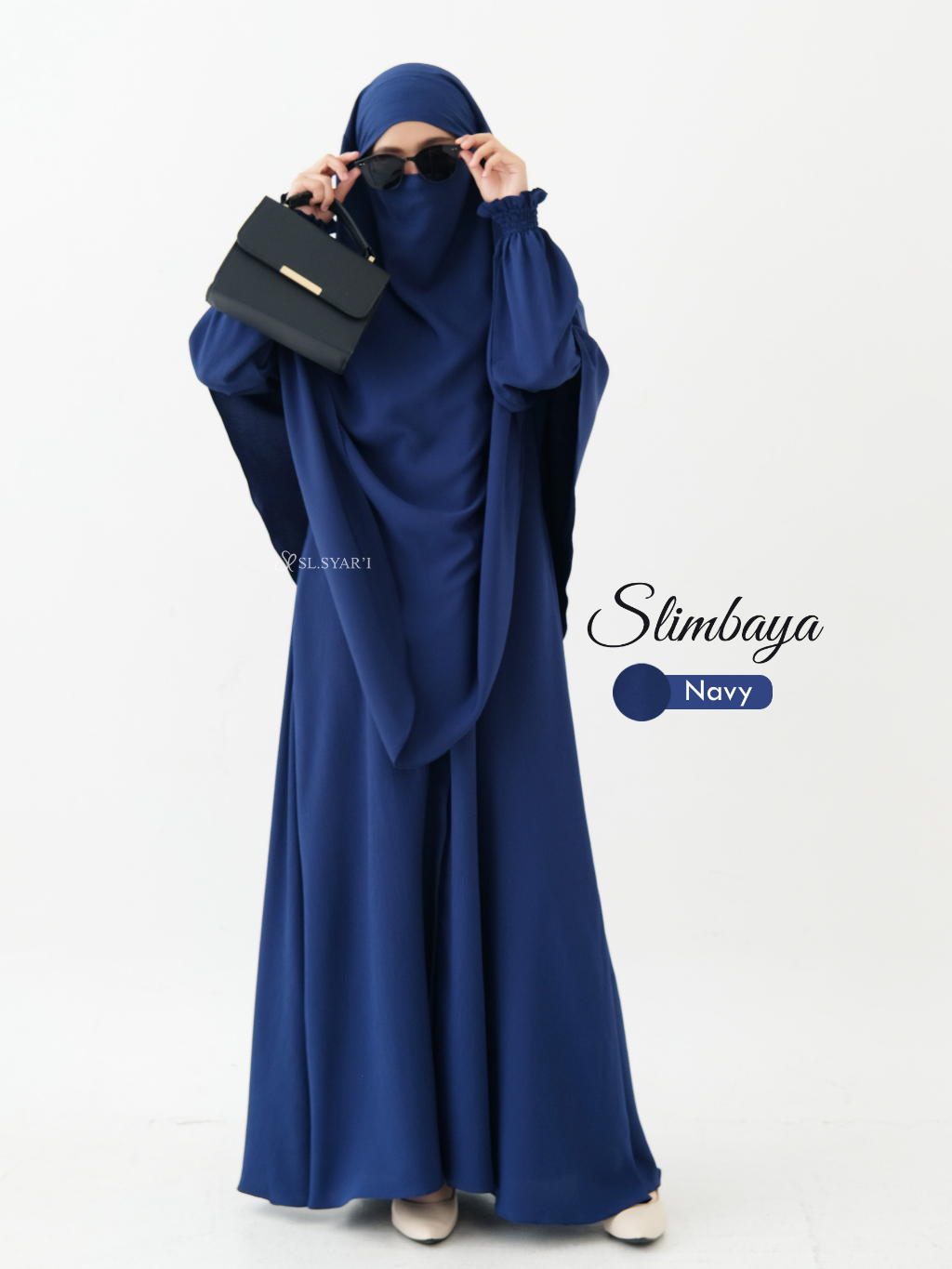 SL SYAR'I - Slimbaya gamis Daily umroh Crincle Cordelia Premium (SET / ABAYA ONLY)