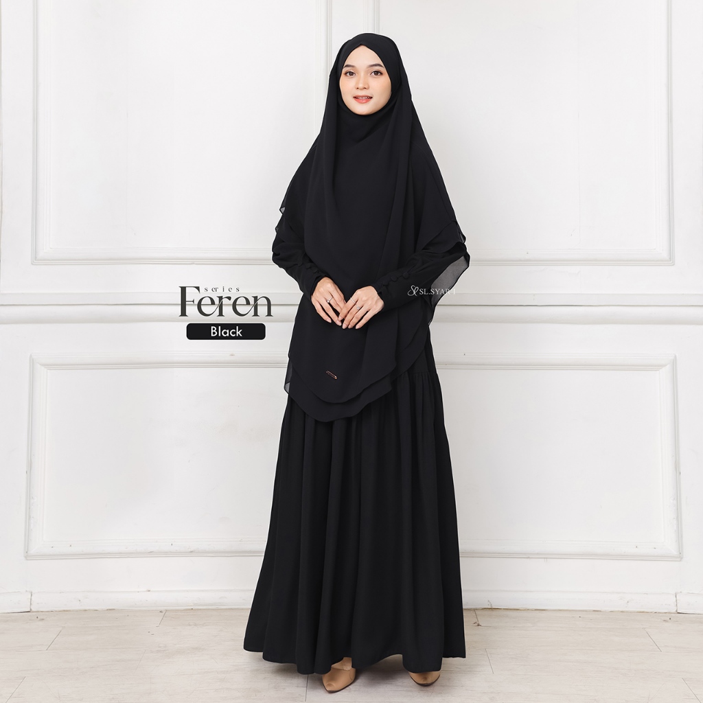 SL SYAR'I - Feren Series Gamis Abaya lengan Kancing Casual (Dress Only)