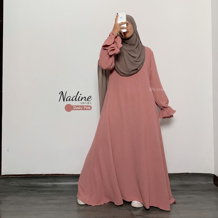 SL SYAR'I - Nadine Series Gamis polos Bertekstur Crinkle