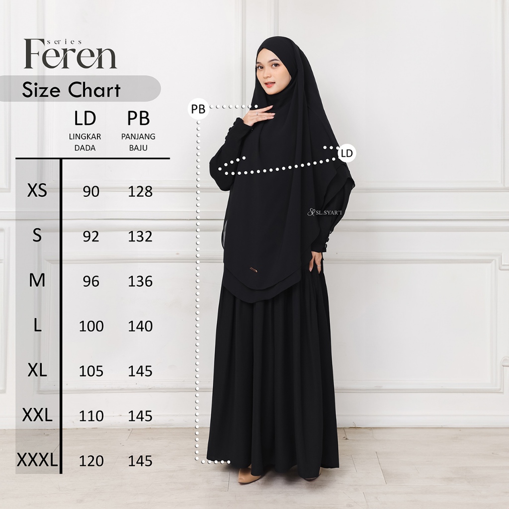 SL SYAR'I - Feren Series Gamis Abaya lengan Kancing Casual (Dress Only)