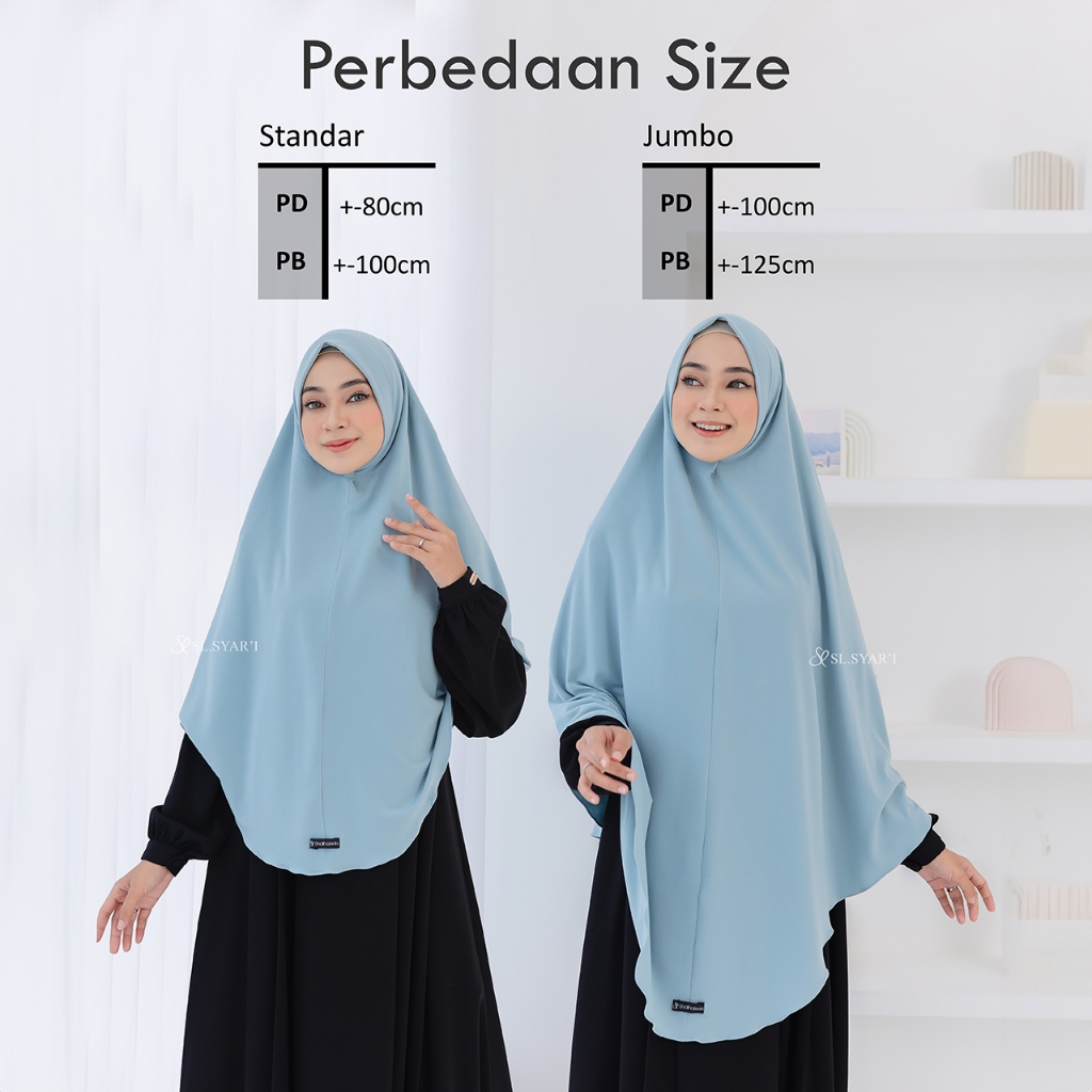 SL SYAR'I - Yaumi Khimar Jilbab Instan Terbaru Kekinian & Syari Non Pet Jersey Premium