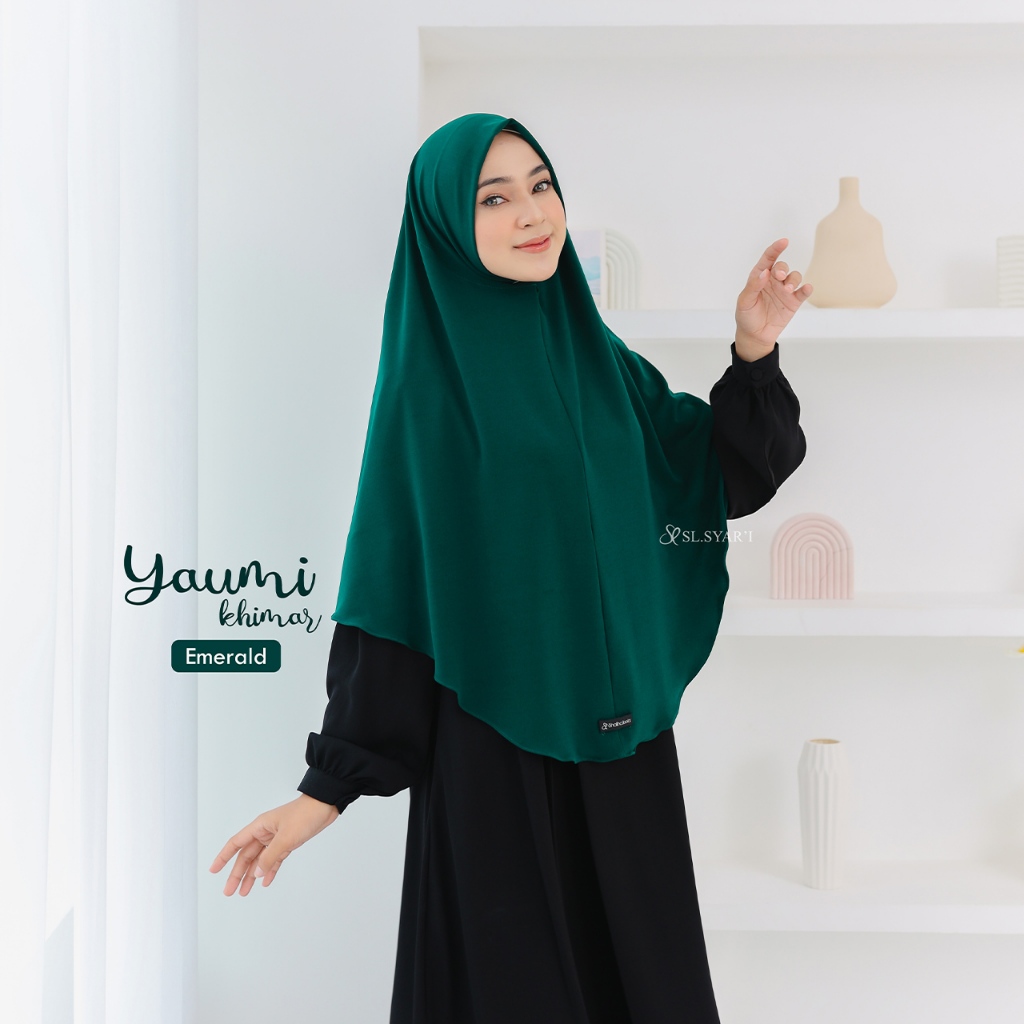 SL SYAR'I - Yaumi Khimar Jilbab Instan Terbaru Kekinian & Syari Non Pet Jersey Premium